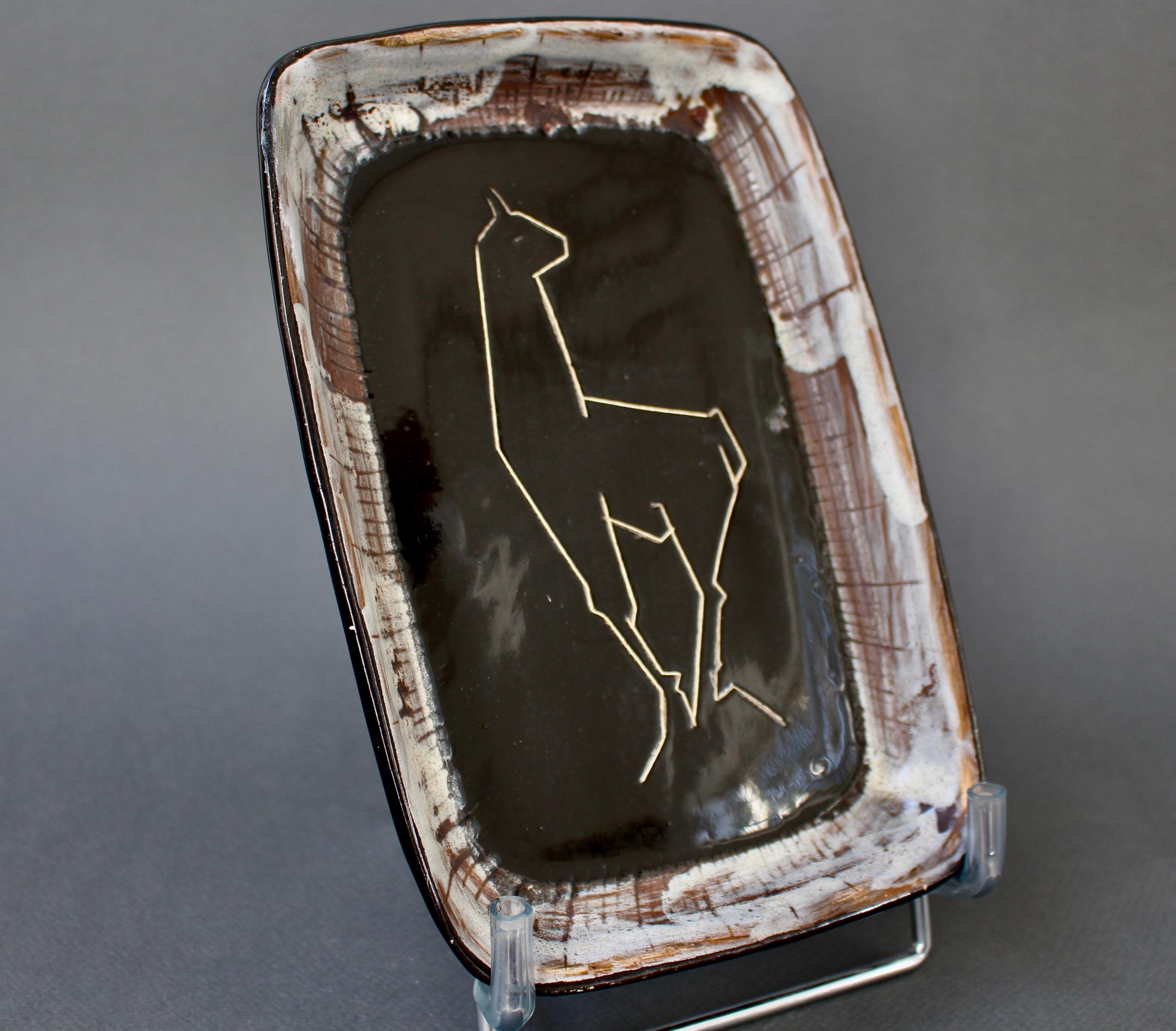 Mid-Century French Ceramic Tray by Claude Vayssier for Atelier Cerenne, c. 1950s 4