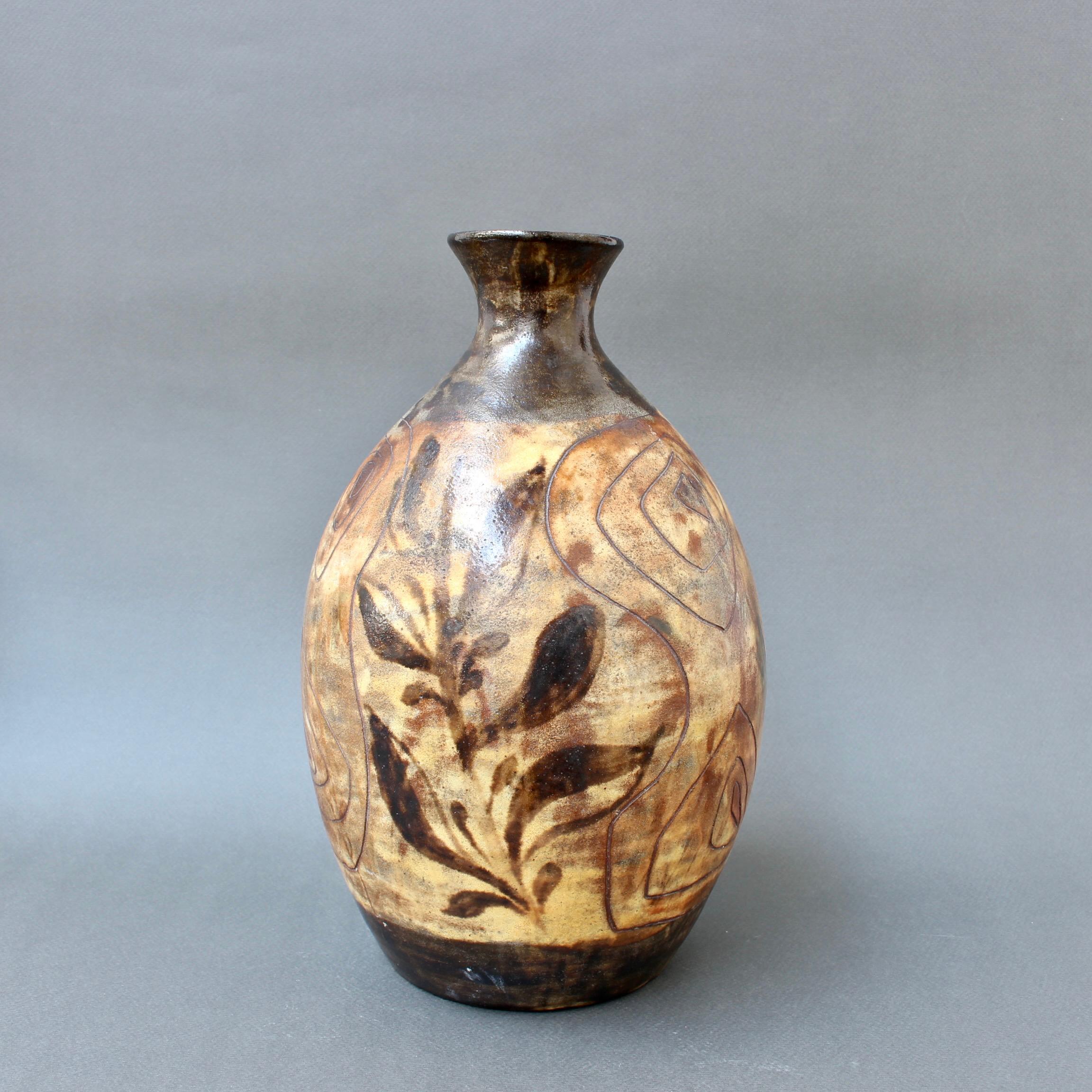 Hand-Painted Mid-Century French Ceramic Vase by Alexandre Kostanda, 'circa 1960s'