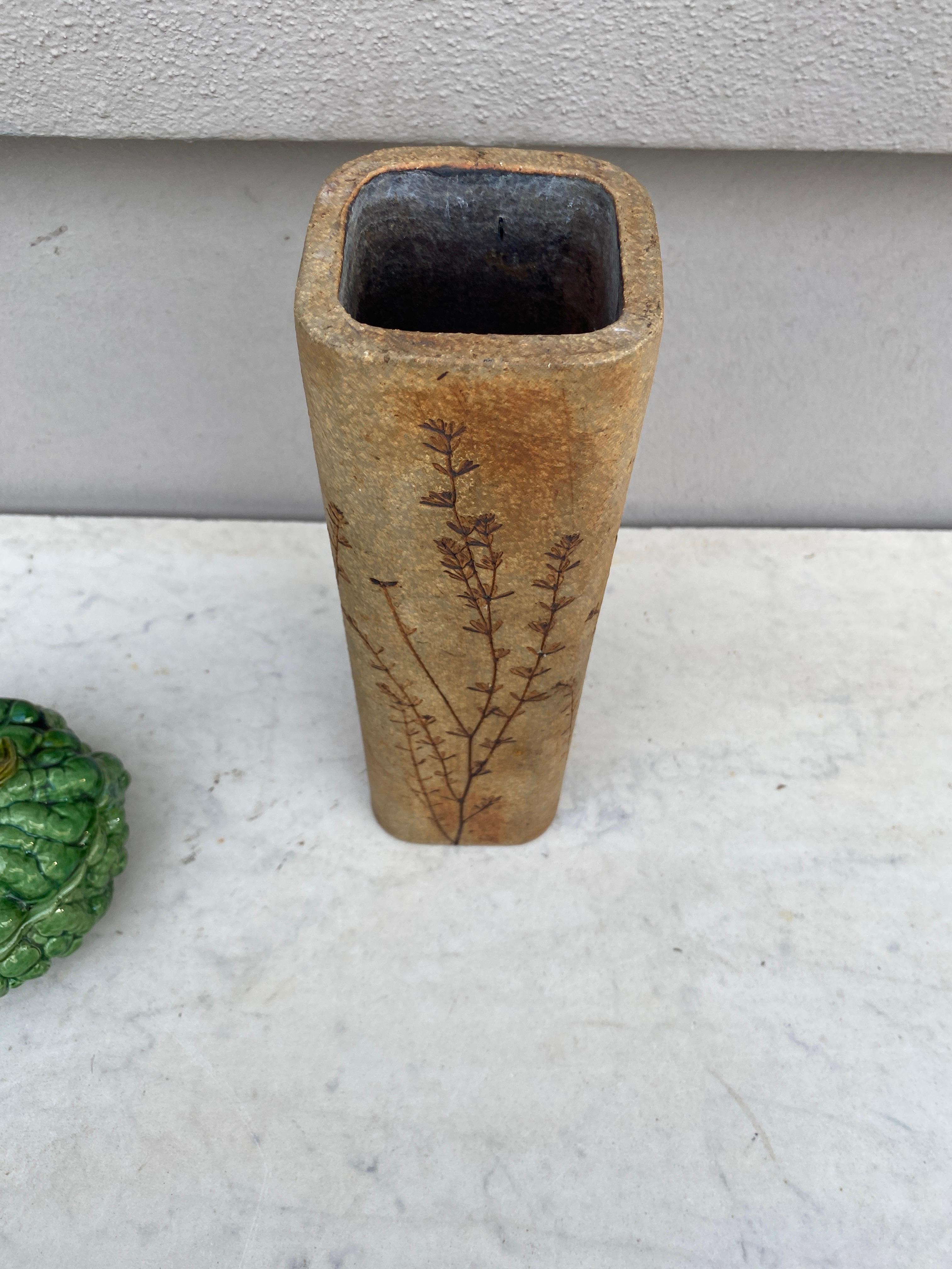 Mid-Century French Ceramic Vase Raymonde Leduc Vallauris In Good Condition For Sale In Austin, TX