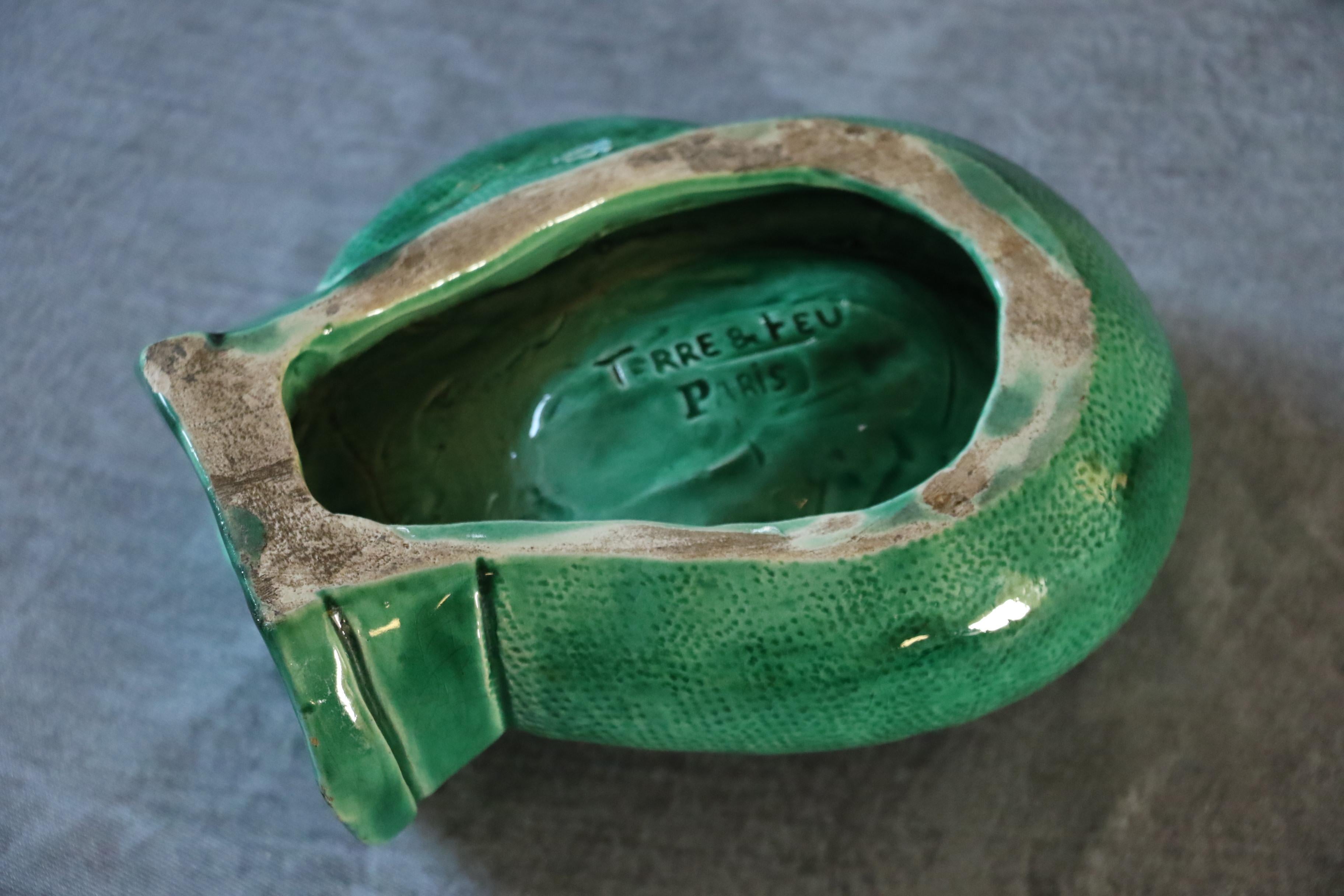Mid-Century Modern Vide-Poche français du milieu du siècle dernier par Terre de Feu Porcelaine de Paris en vente