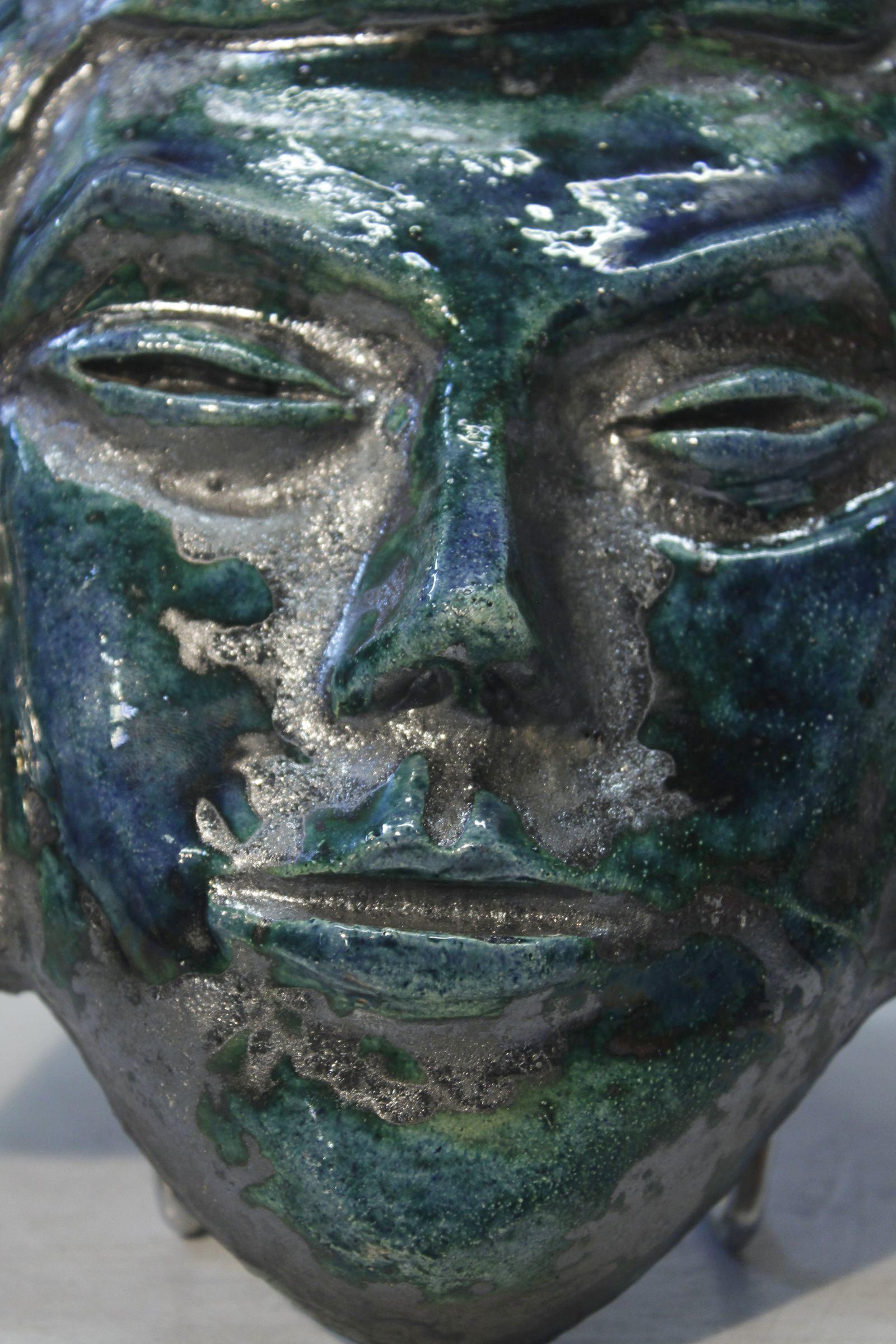 Mid-Century Modern Mid century French ceramic wall mask, 1950s For Sale