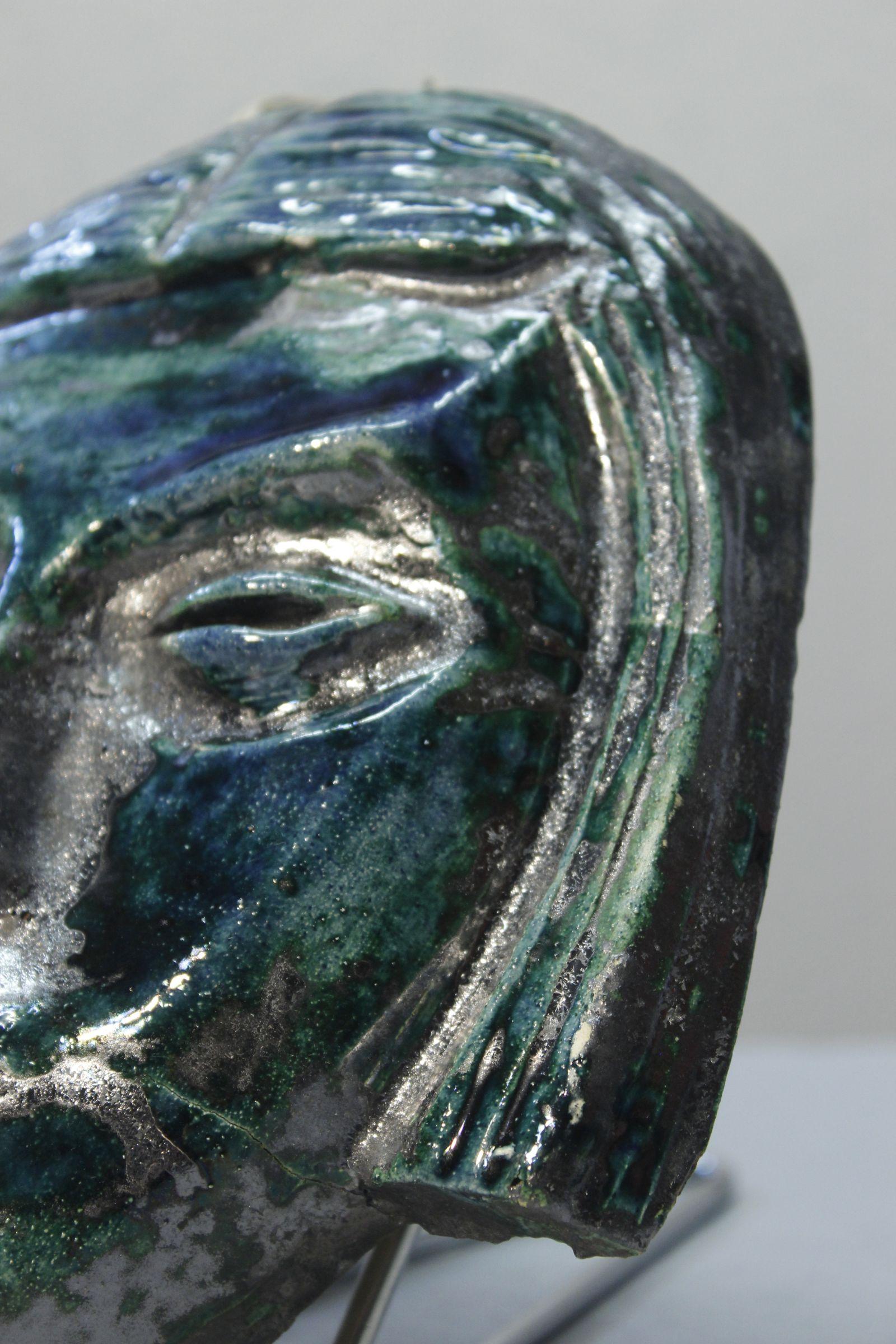 Mid-20th Century Mid century French ceramic wall mask, 1950s For Sale