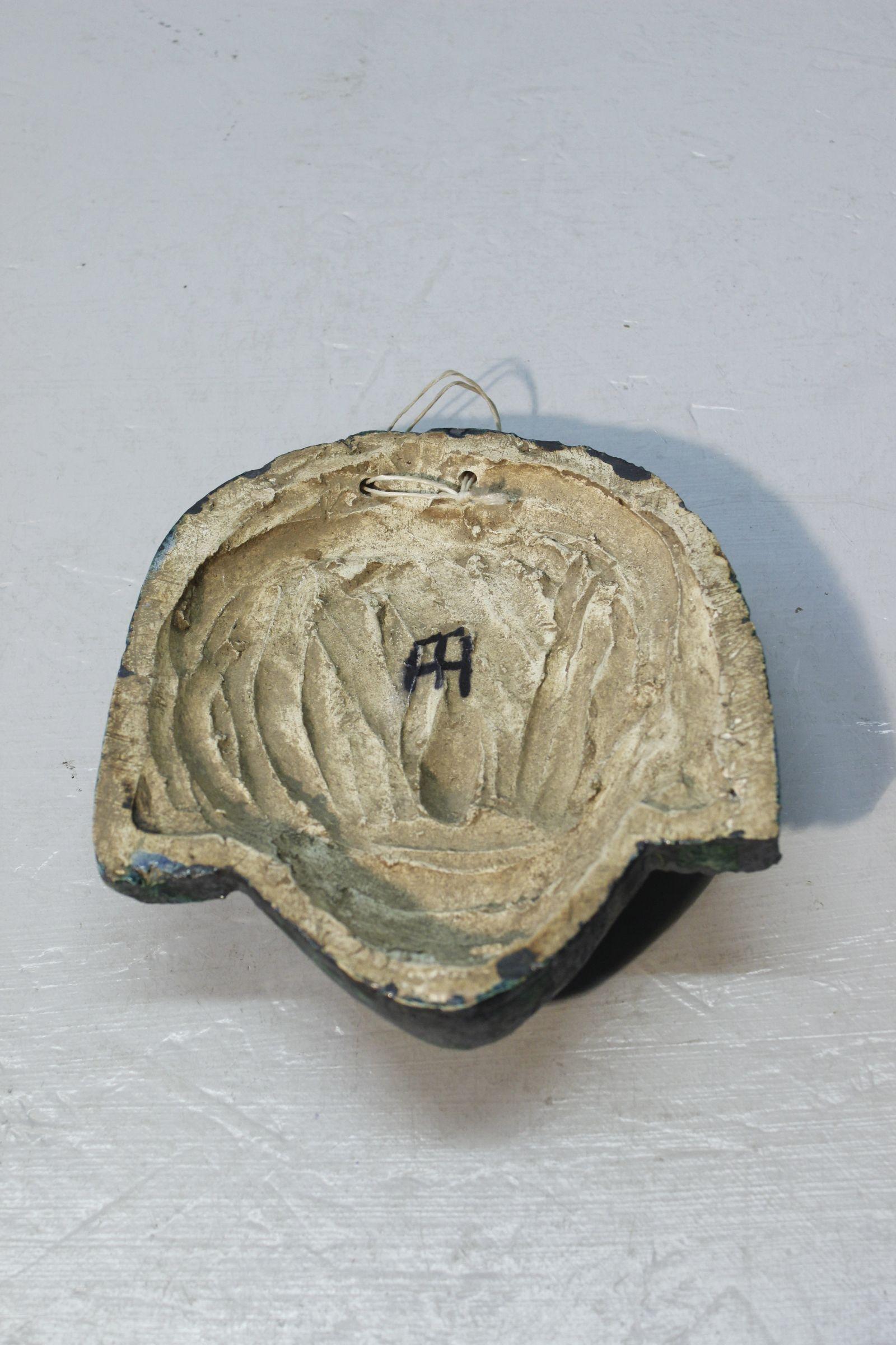Mid century French ceramic wall mask, 1950s For Sale 2