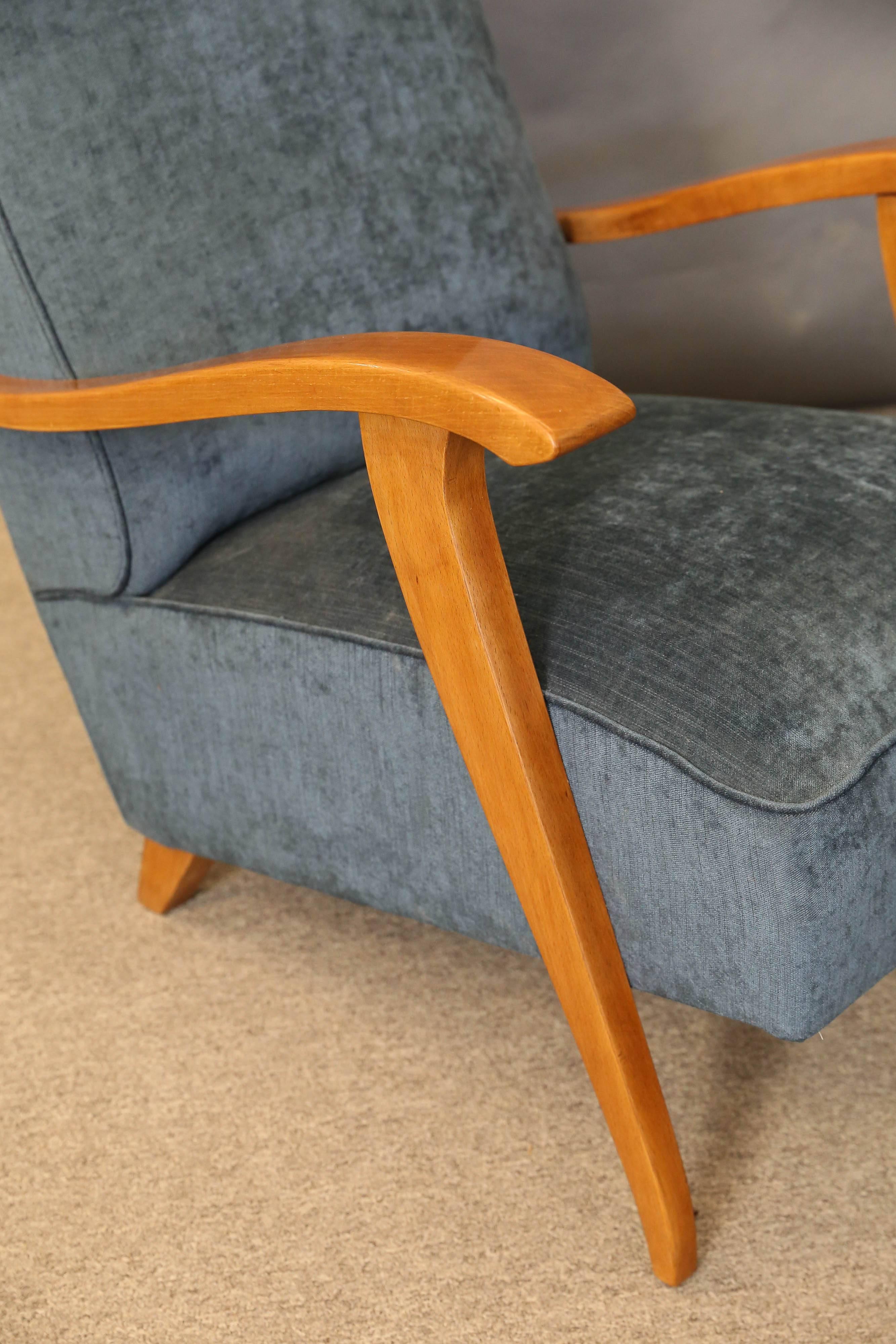 Mid-Century Modern Midcentury French Chairs in Beechwood