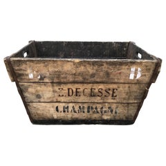 Retro Mid-Century French Champagne Harvest Basket