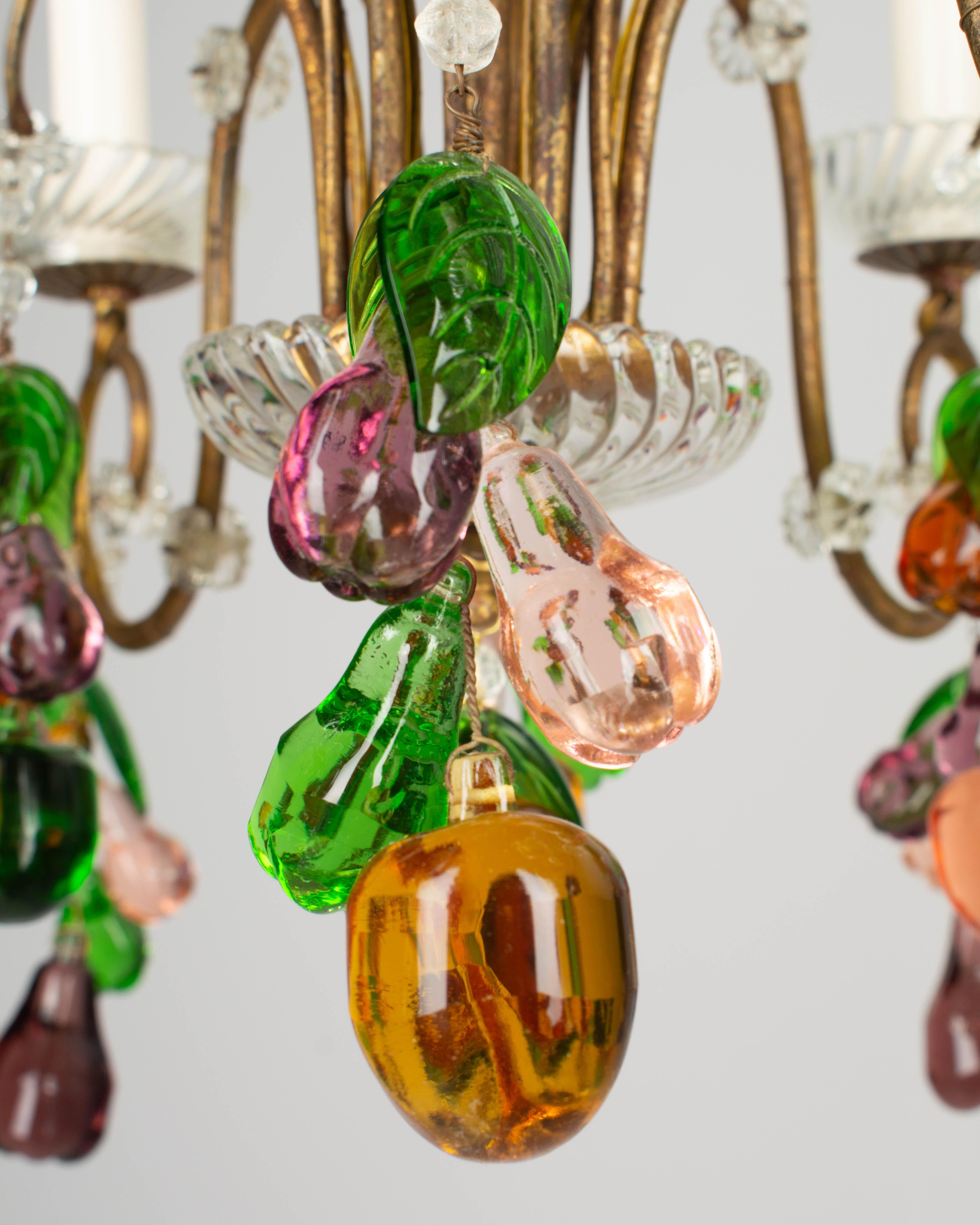 Mid Century Italian Chandelier with Glass Fruits For Sale 5