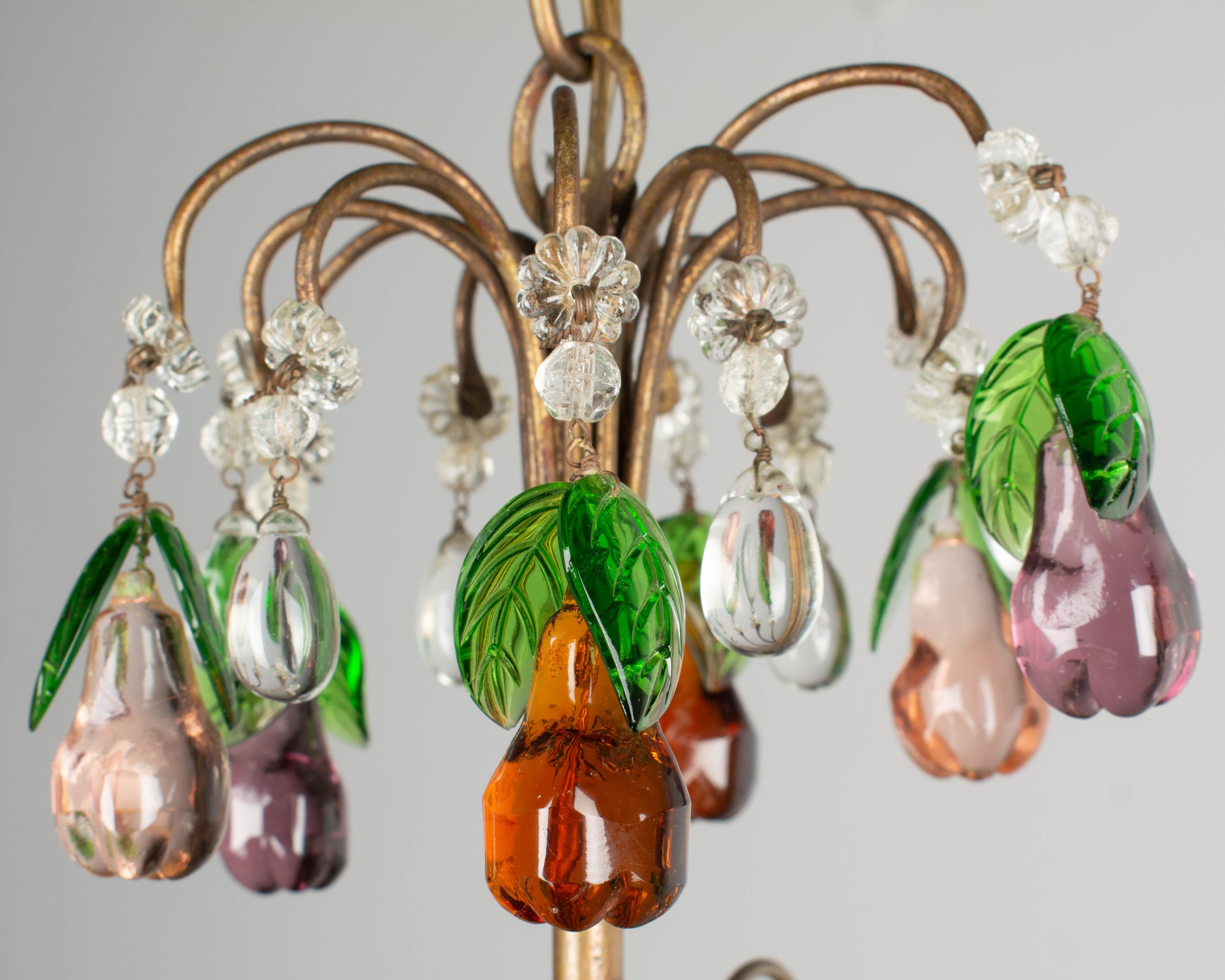 Mid Century Italian Chandelier with Glass Fruits For Sale 6
