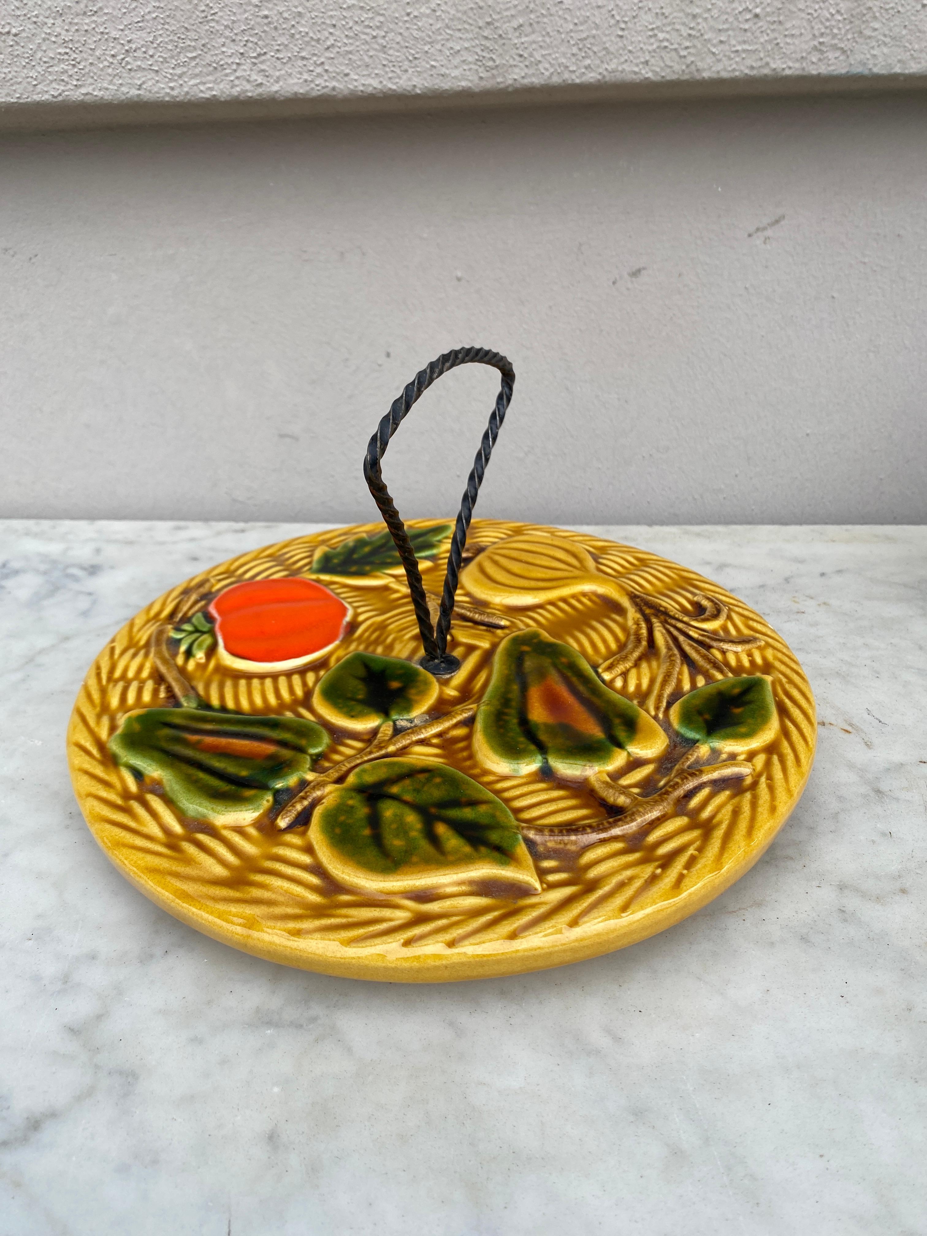 Mid-Century Modern Mid-century French Majolica Cheese Platter Vallauris For Sale