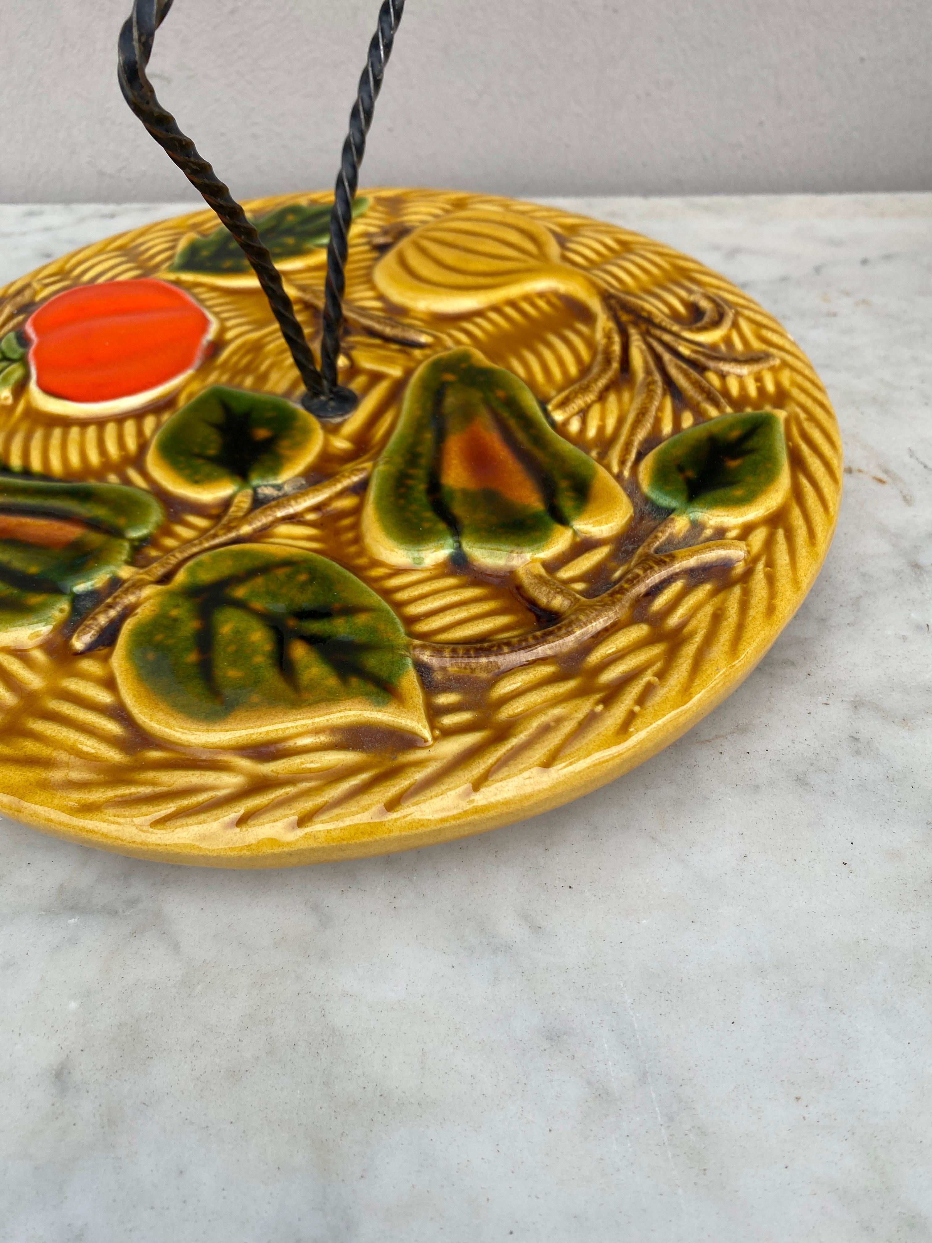Mid-century French Majolica Cheese Platter Vallauris In Good Condition For Sale In Austin, TX