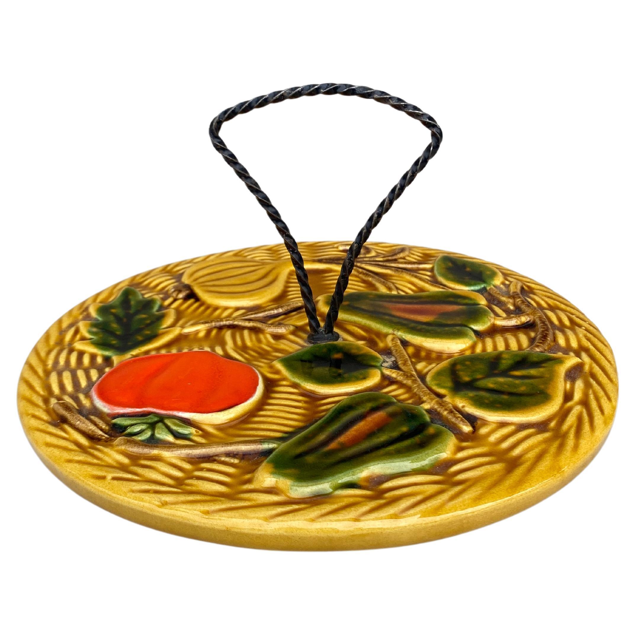Mid-century French Majolica Cheese Platter Vallauris For Sale