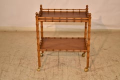 Carrello portabevande in ciliegio francese di metà secolo, circa 1950, in finto bambù