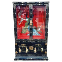 Vintage Mid Century Chinoiserie Vitrine French Decorative Display Cabinet