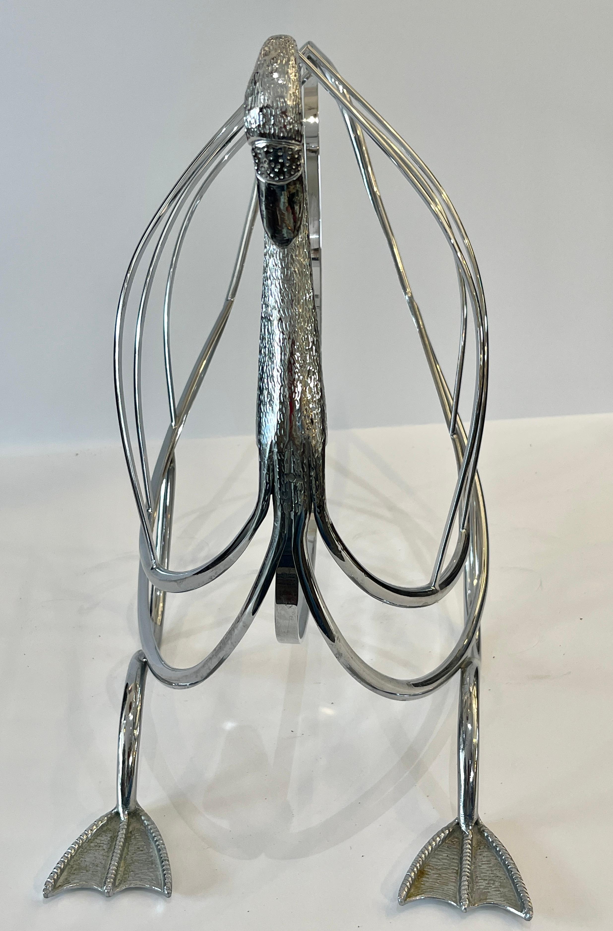 Mid century Chrome Over Brass Swan Magazine Holder after Maison Jansen For Sale 5