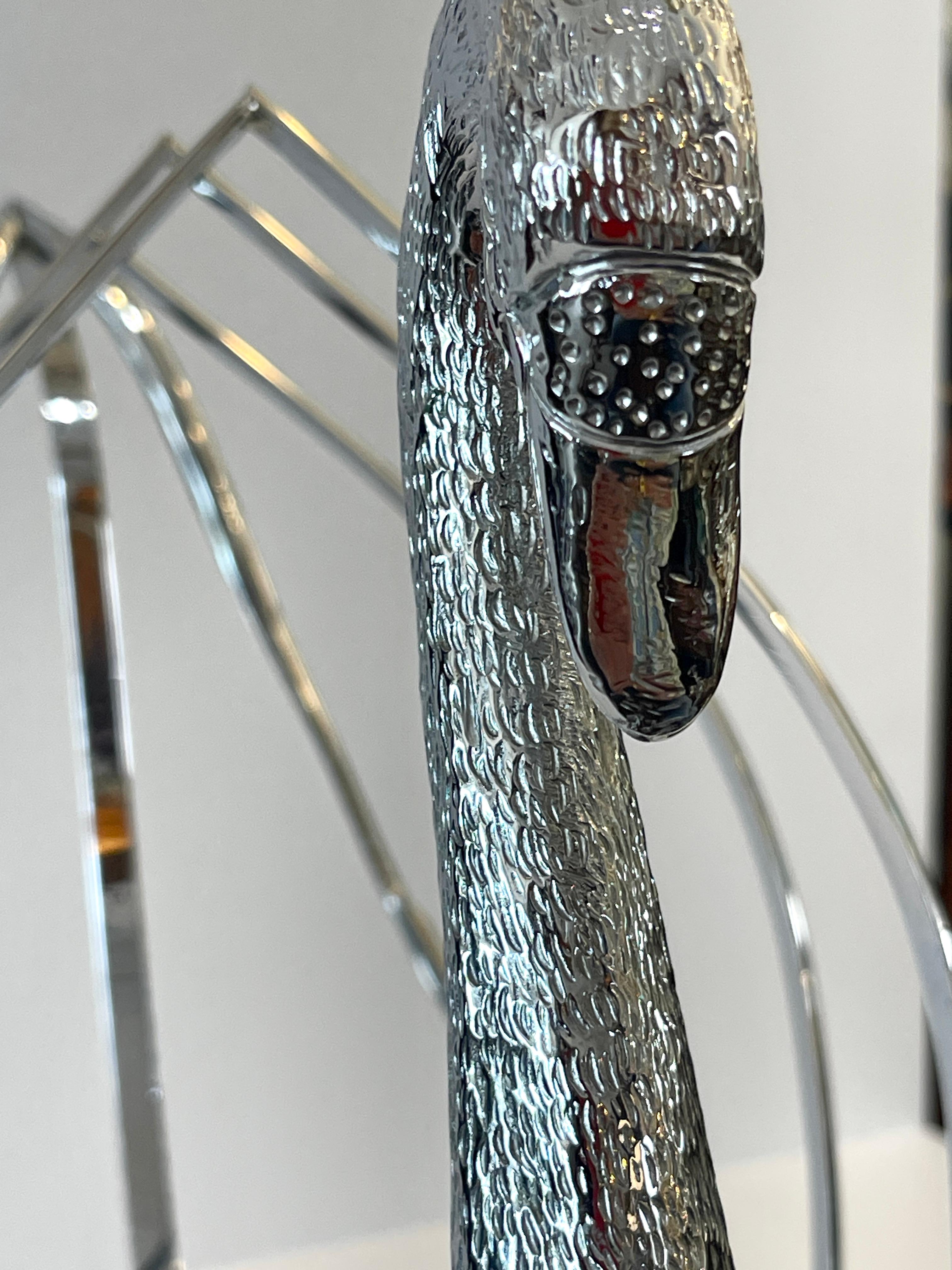 Mid century Chrome Over Brass Swan Magazine Holder after Maison Jansen For Sale 8