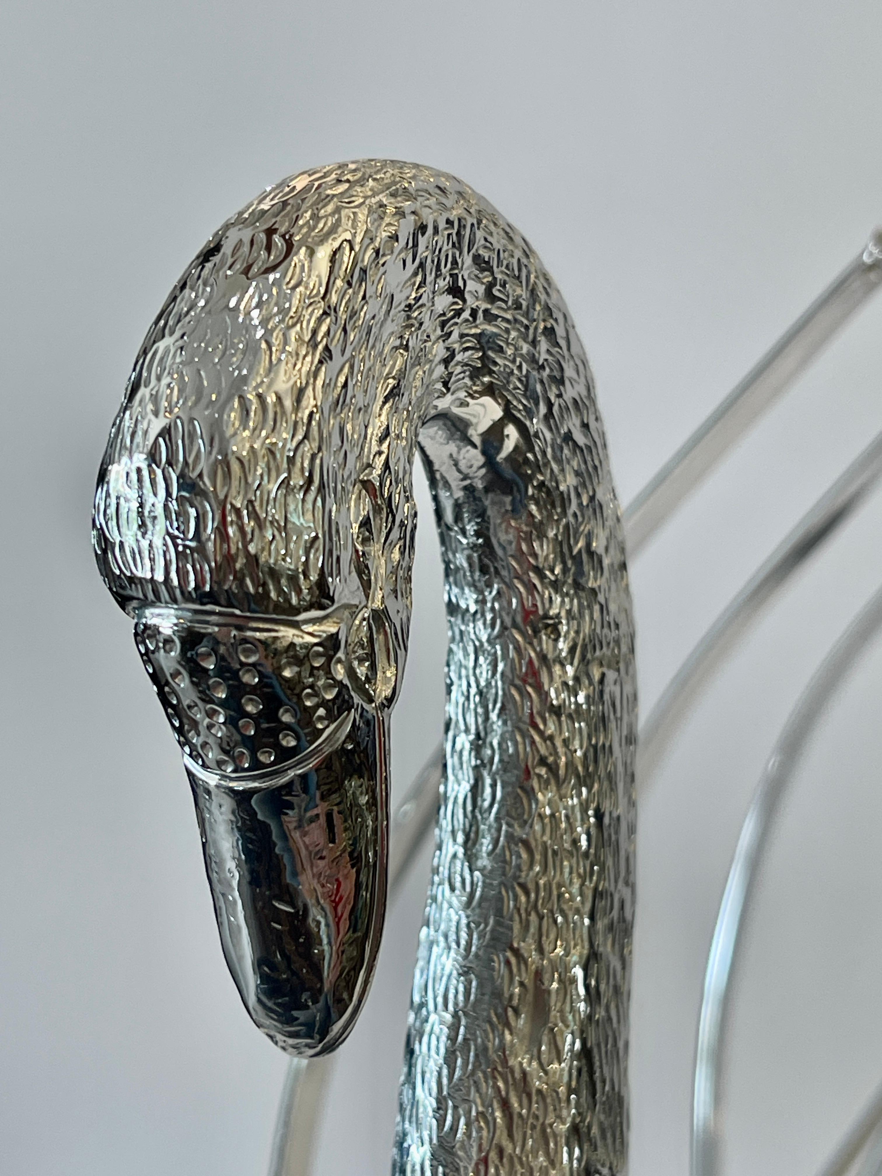 Mid century Chrome Over Brass Swan Magazine Holder after Maison Jansen For Sale 9