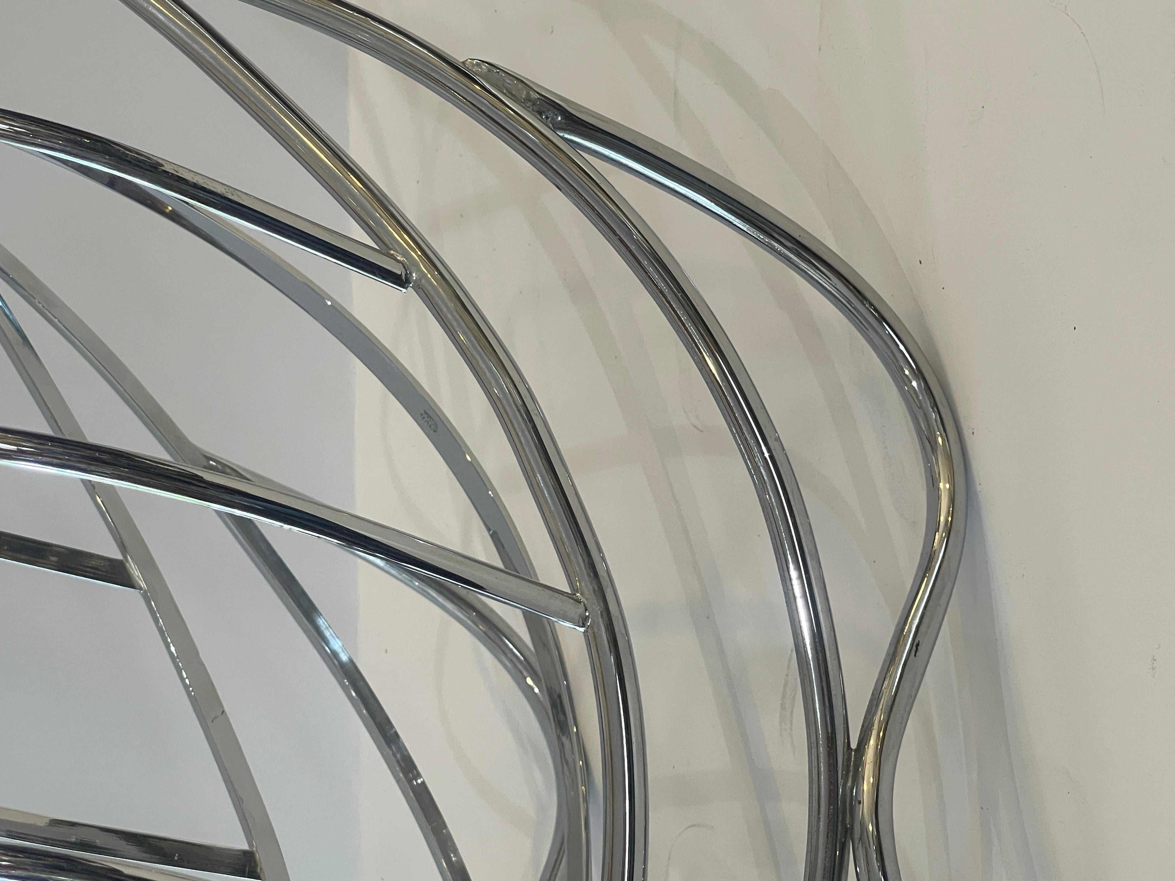 Italian Mid century Chrome Over Brass Swan Magazine Holder after Maison Jansen For Sale