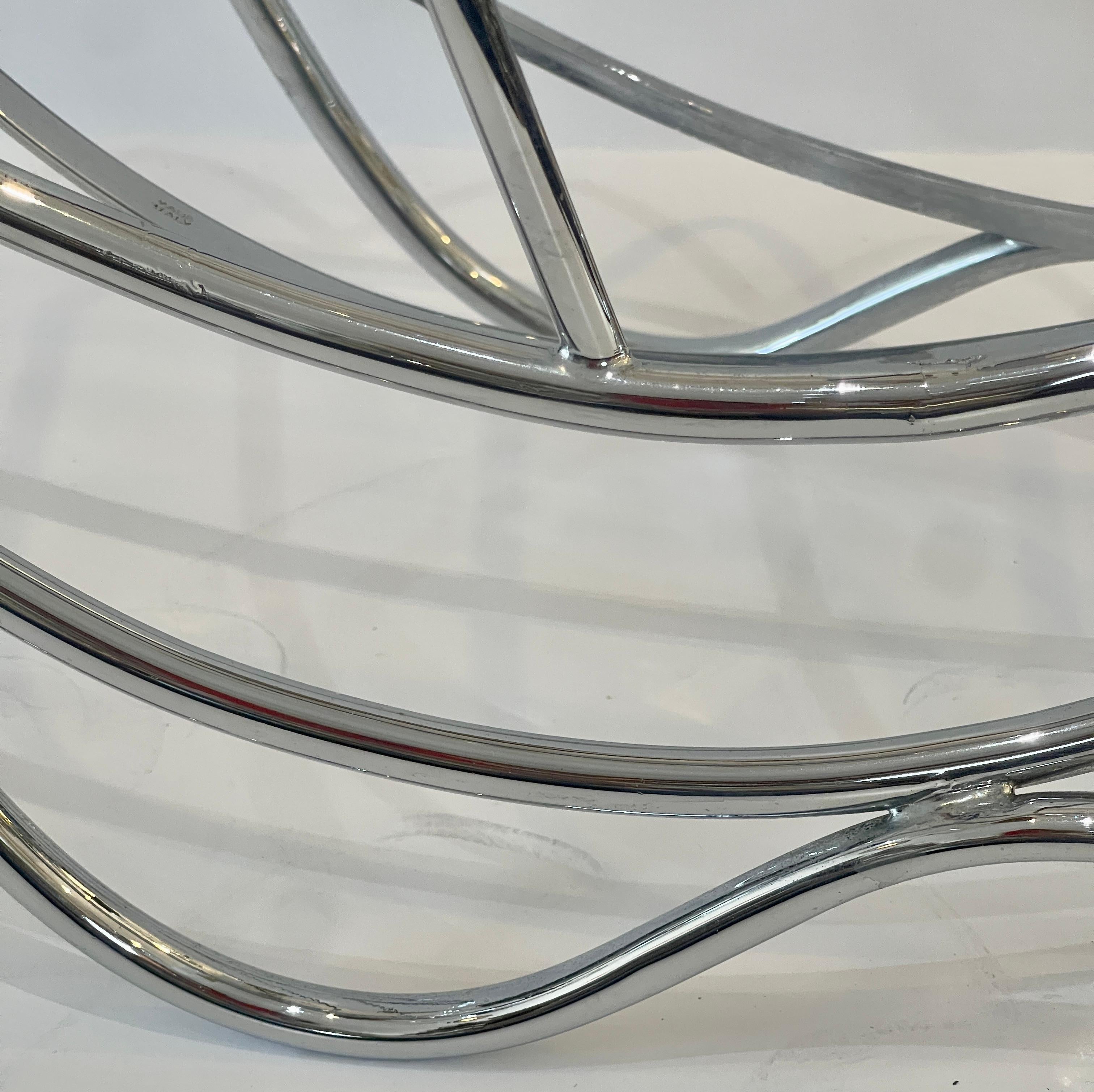 Mid century Chrome Over Brass Swan Magazine Holder after Maison Jansen For Sale 2
