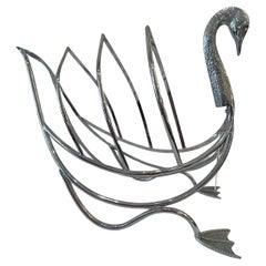 Mitte des Jahrhunderts Chrom über Messing Swan Magazinhalter nach Maison Jansen