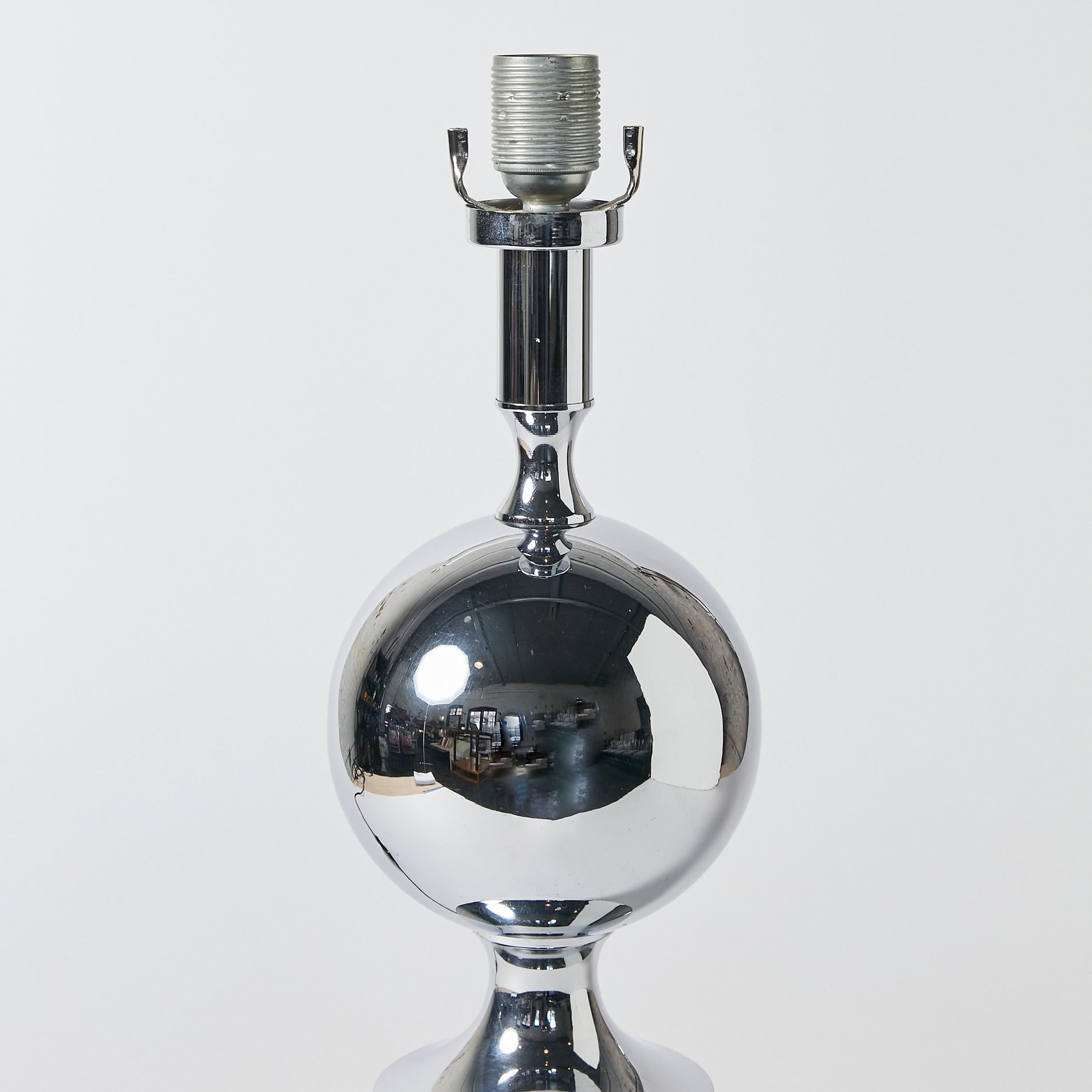 Mid-Century Modern Midcentury French Chromed Table Lamp in the Manner of Maison Barbier For Sale
