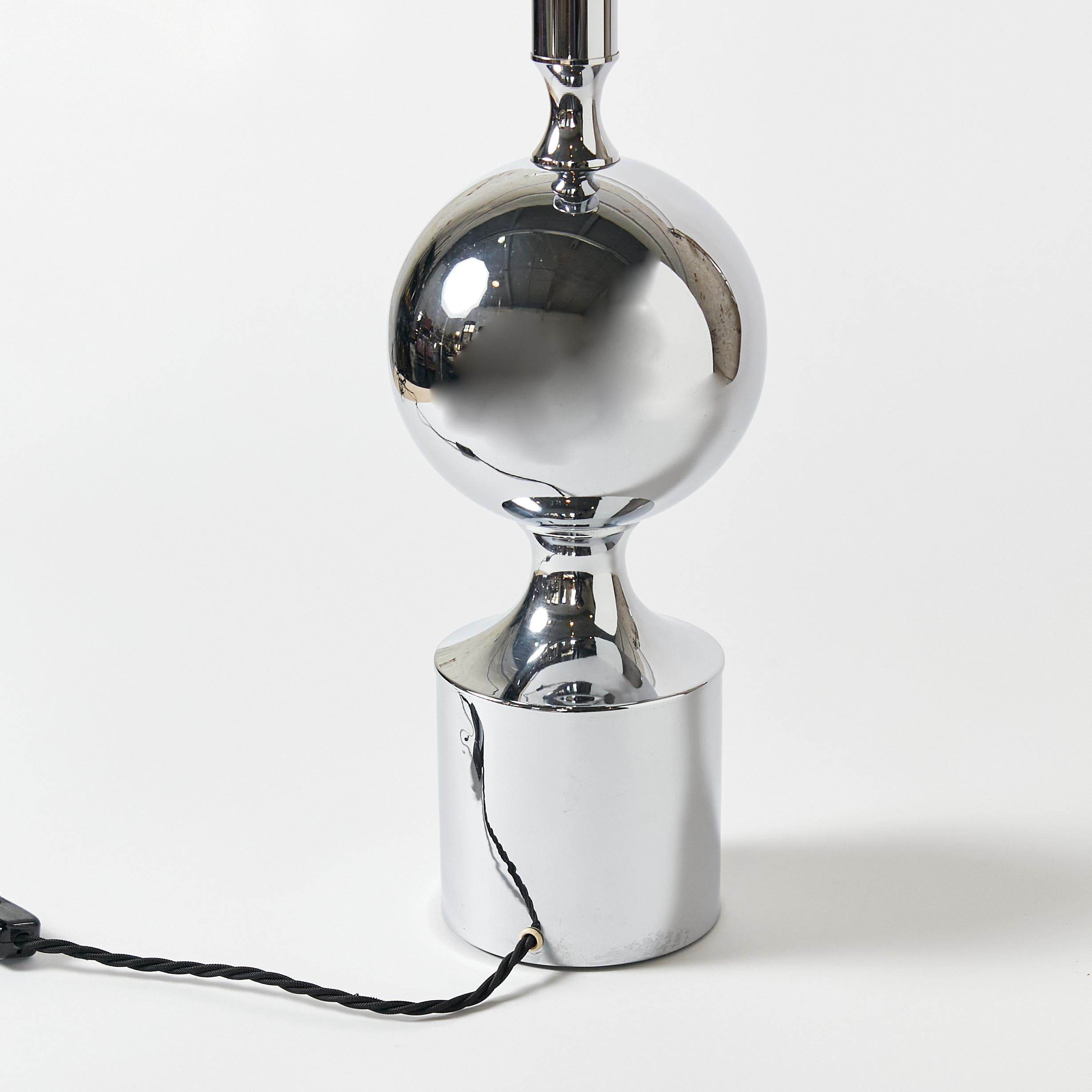 Silvered Midcentury French Chromed Table Lamp in the Manner of Maison Barbier For Sale