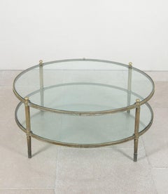 Mid-Century French Circular Brass Coffee Table