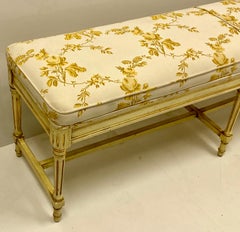Banc/ottoman français tapissé de fleurs Claude Moulin du milieu du siècle dernier