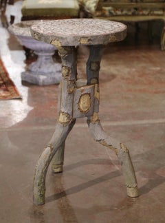 Mid-Century French Concrete and Mosaic Top Branch Form Outdoor Table Dated 1950