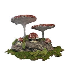 Mid-Century French Concrete Garden Fungi Ornament with Aged Patina