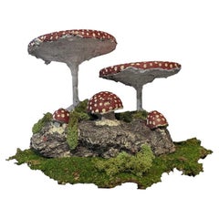 Mid-Century French Concrete Garden Fungi Ornament with Aged Patina