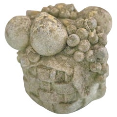 Mid Century French Concrete Stone Fruit Basket Garden Ornament