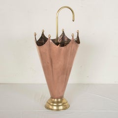 Midcentury French Copper and Brass Umbrella Holder or Umbrella Stand