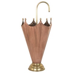 Vintage Midcentury French Copper and Brass Umbrella Holder or Umbrella Stand