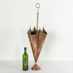 Midcentury French Copper and Brass Umbrella Holder, Umbrella Stand, Stick Stand