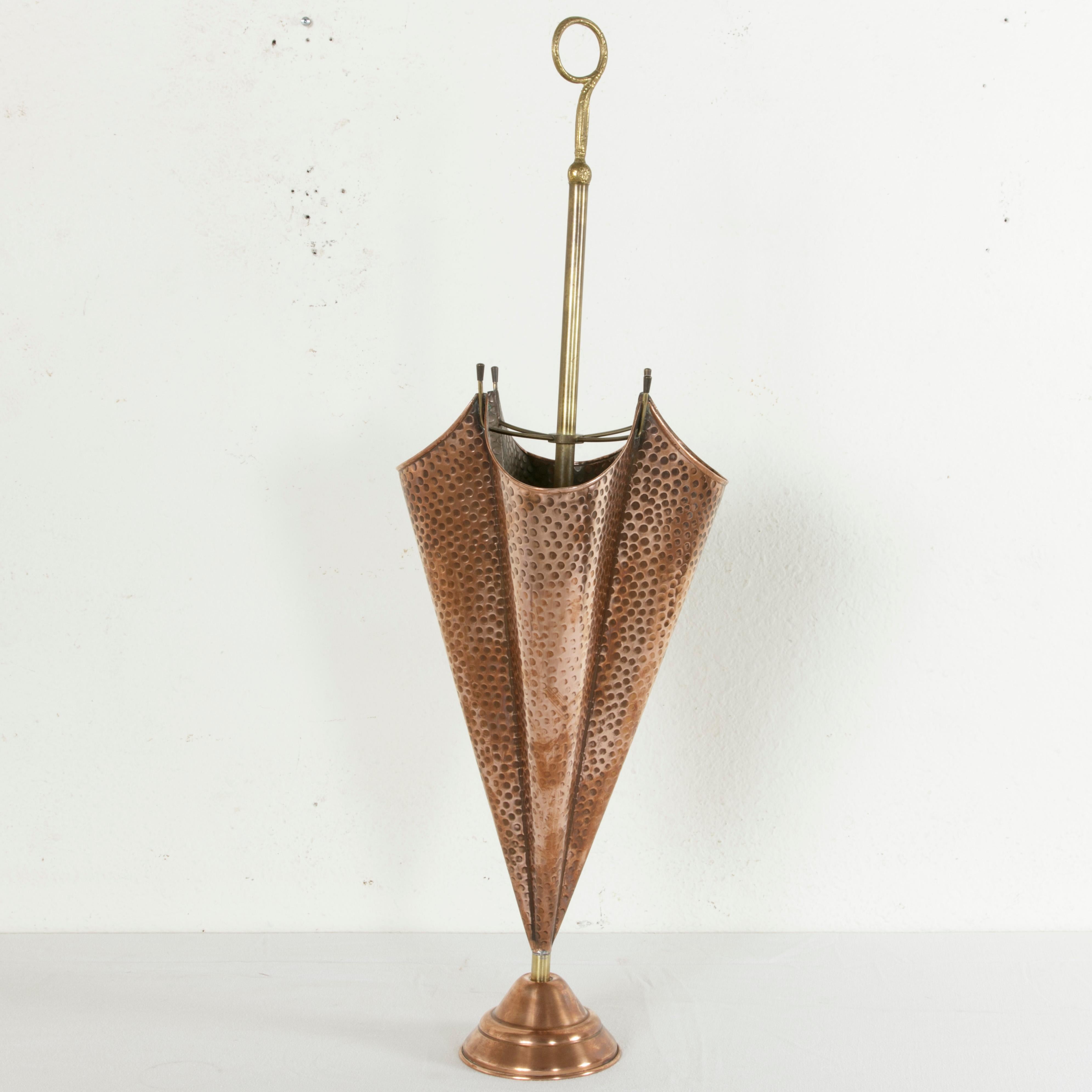 Midcentury French Copper and Brass Umbrella Holder, Umbrella Stand, Stick Stand 2