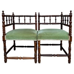 Mid-Century French Corner Chairs, 1940s, Set of 2