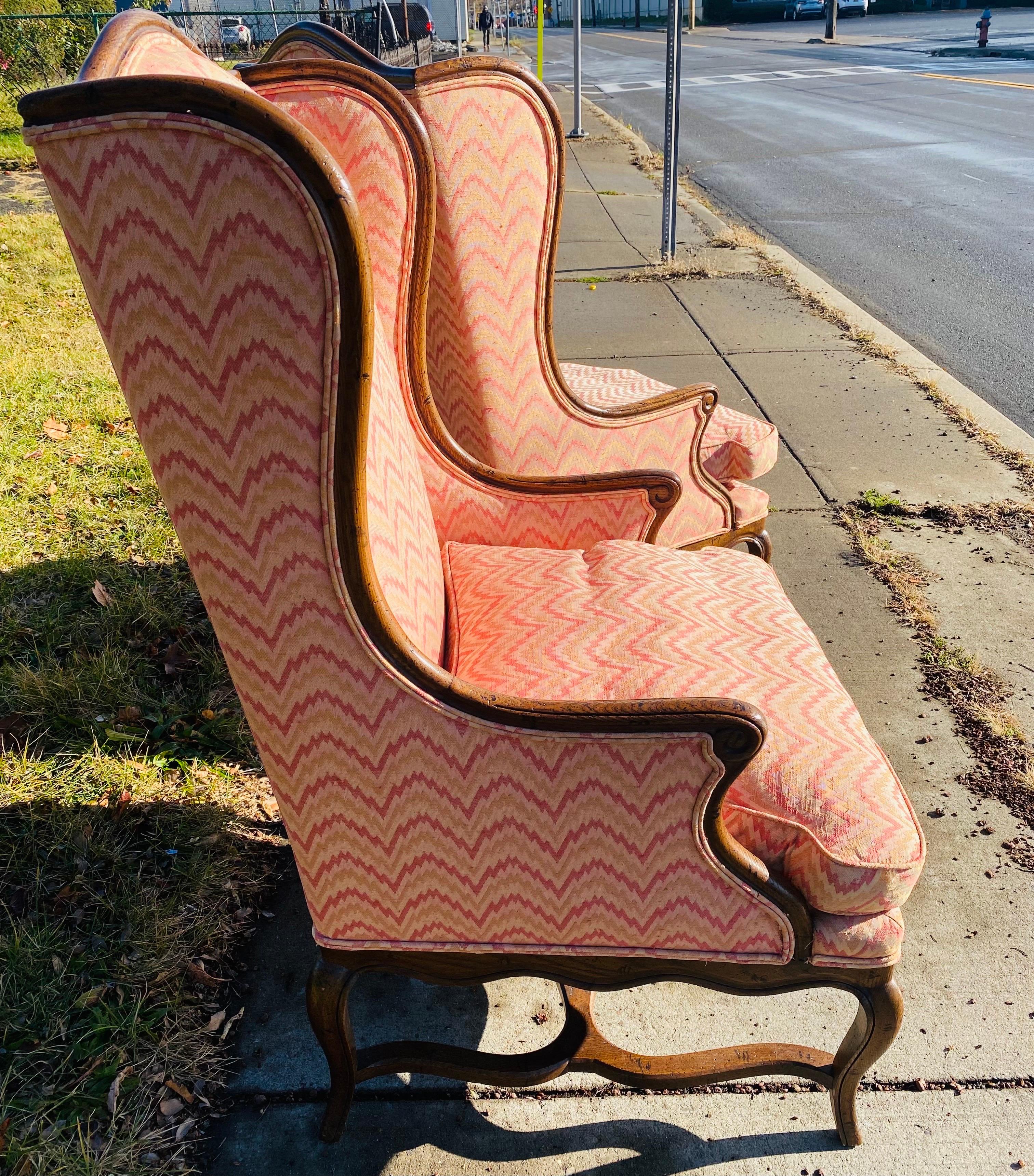 Mid-century French country inspired club chairs by Henredon In Good Condition In Allentown, PA