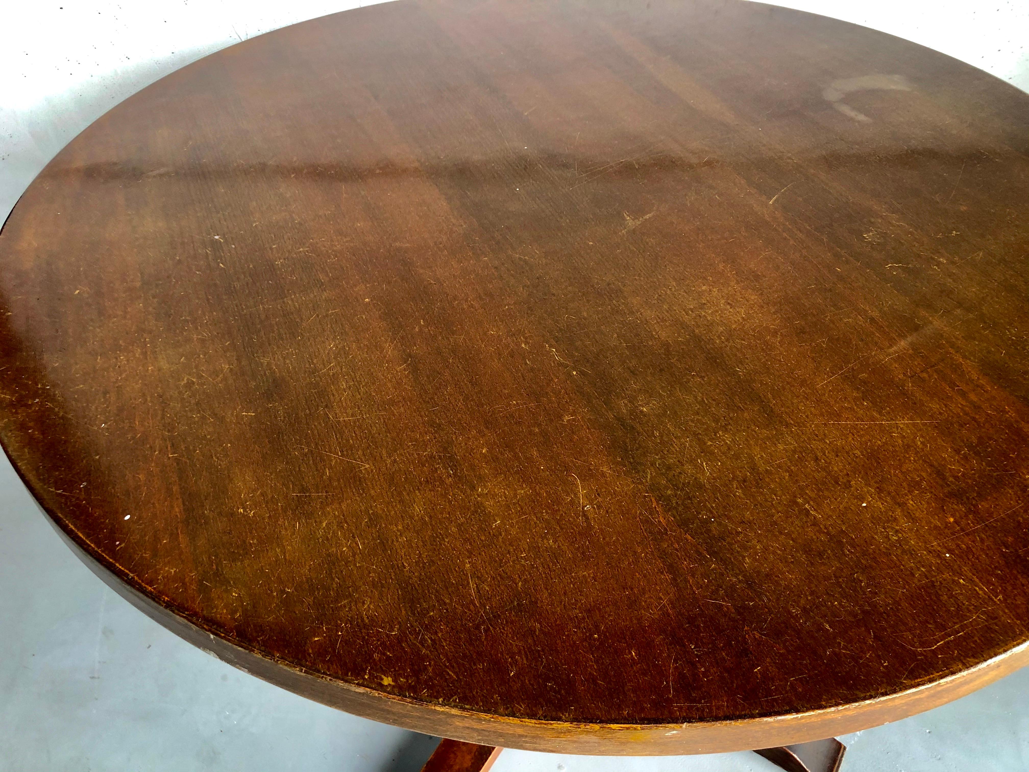 Mid-Century French Country Round Dining Table, Vintage Farmhouse Table For Sale 3