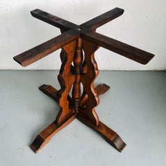 Mid-Century French Country Round Dining Table, Vintage Farmhouse Table