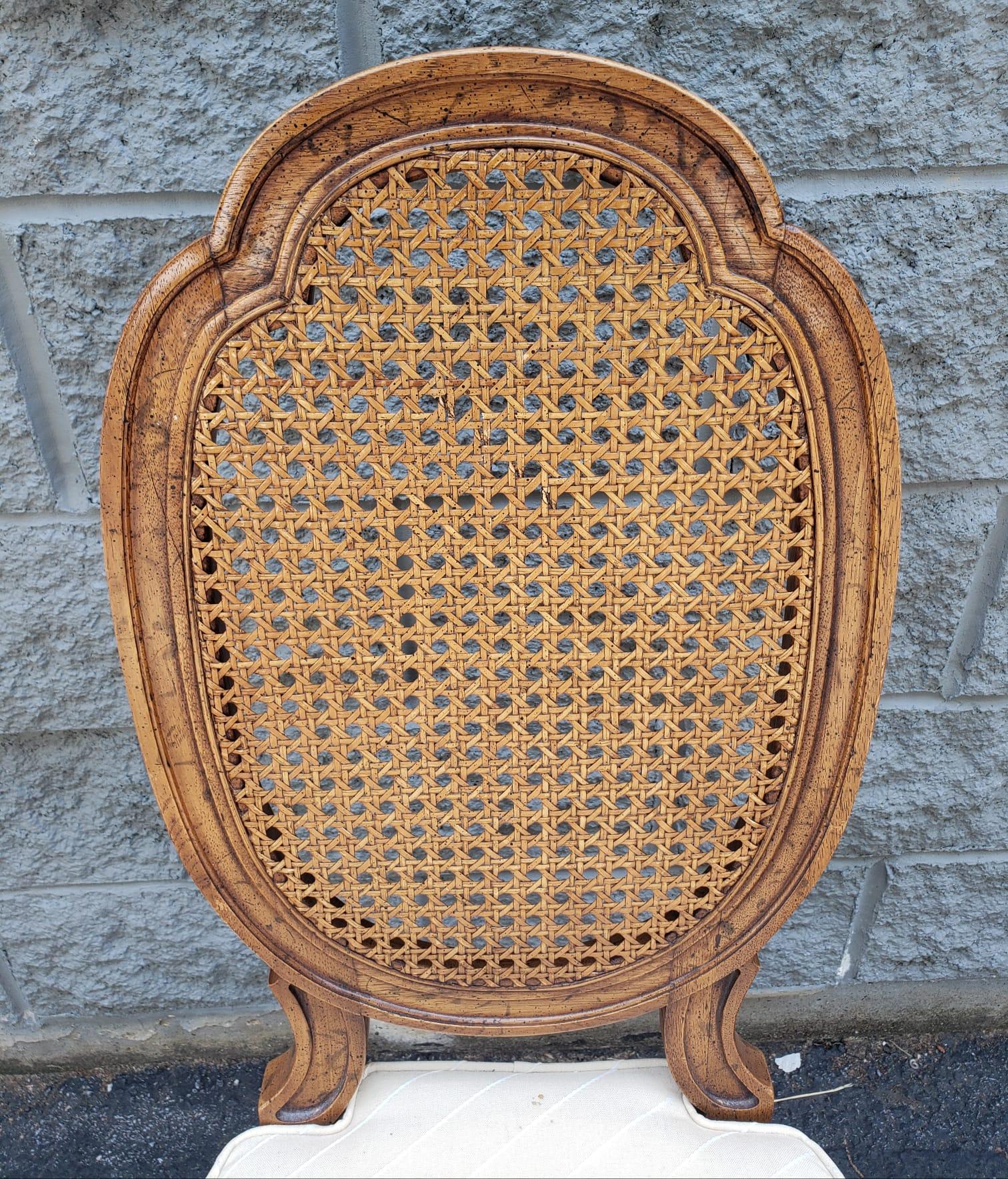 American Mid-Century French Country Walnut , Cane and Upholstered Seat Side Chair For Sale
