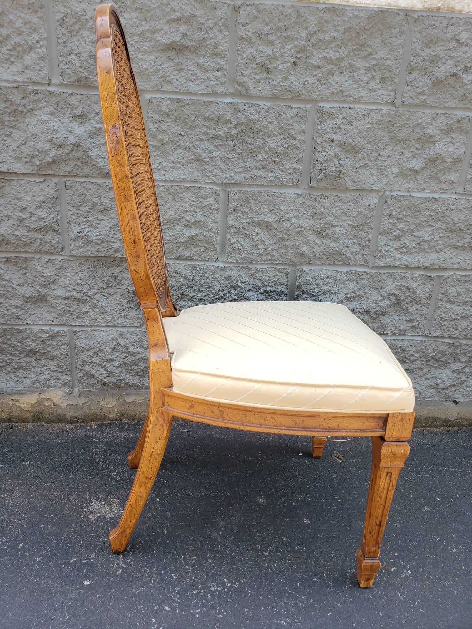 Mid-Century French Country Walnut , Cane and Upholstered Seat Side Chair In Good Condition For Sale In Germantown, MD