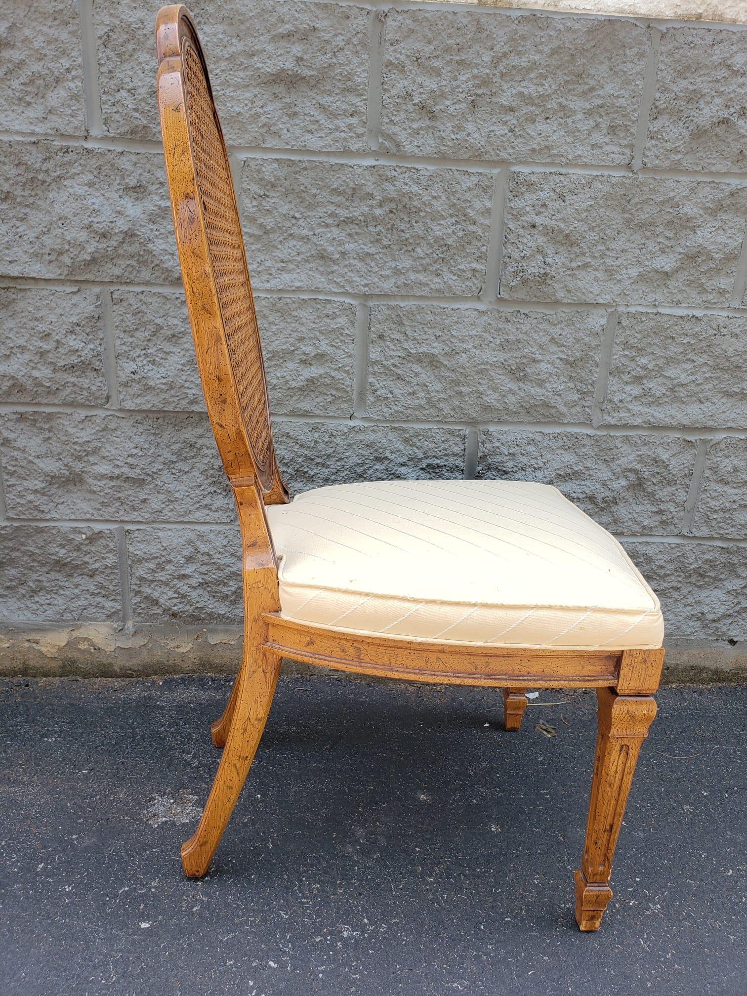 20th Century Mid-Century French Country Walnut , Cane and Upholstered Seat Side Chair For Sale