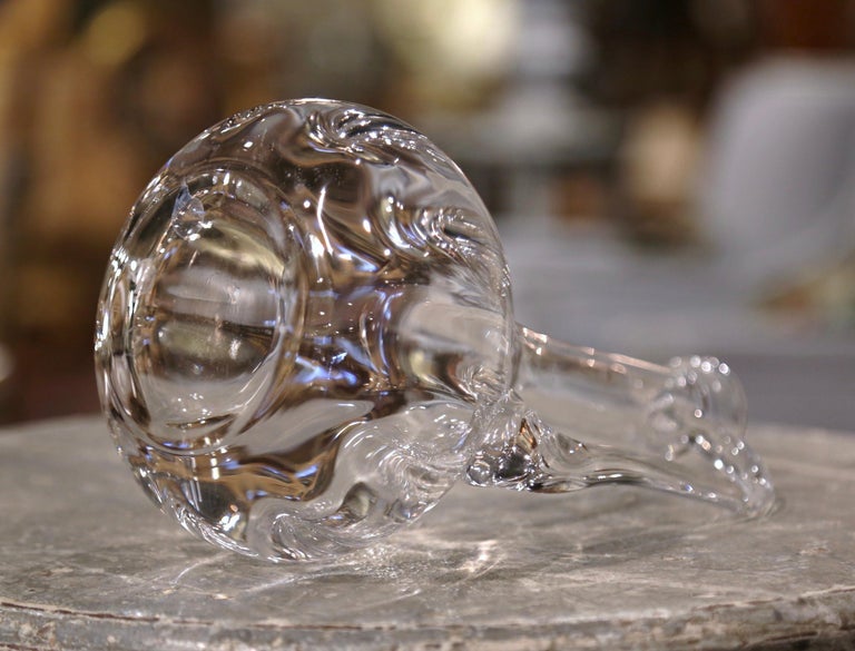 MidCentury French Cut Glass Wine Decanter Carafe with Handle at