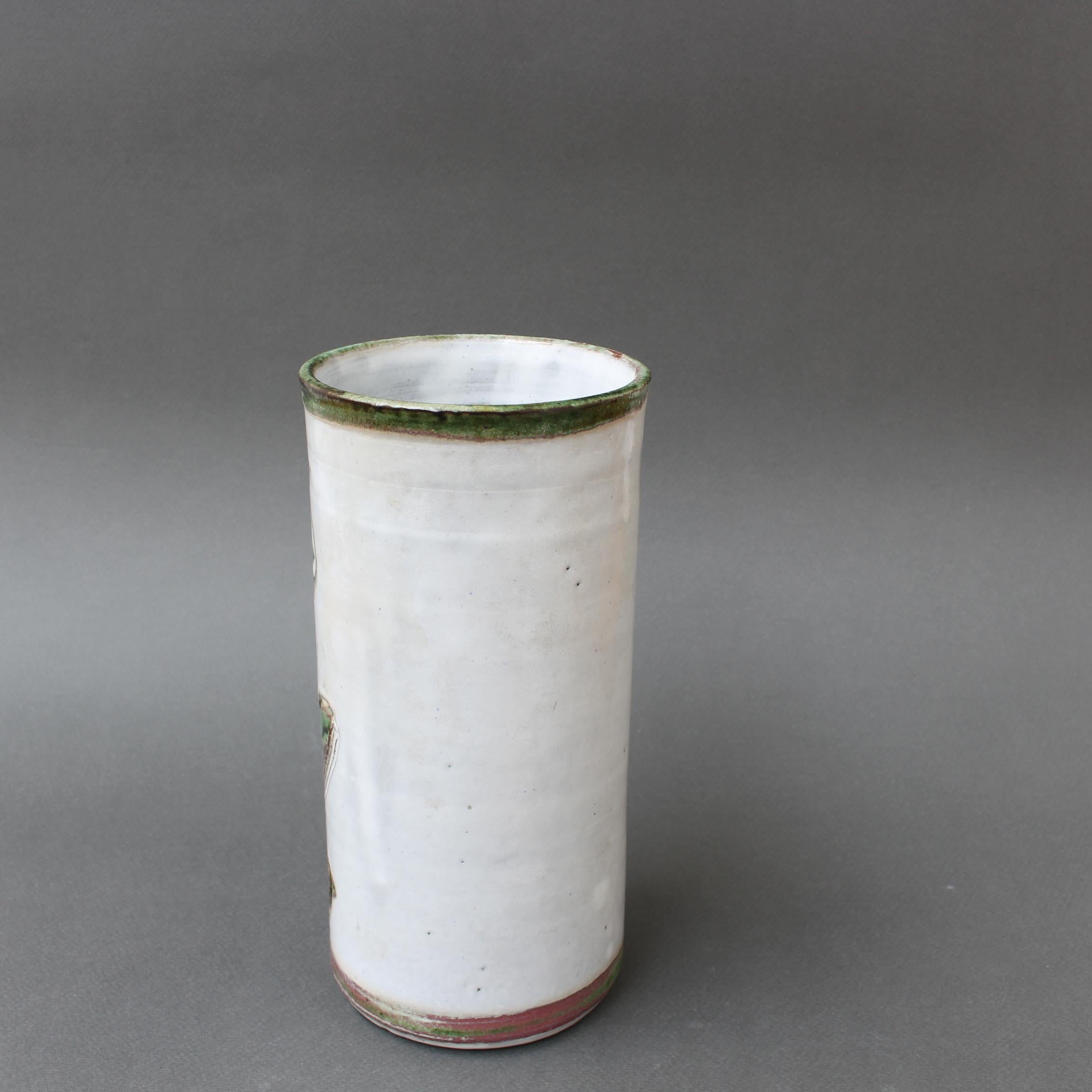 Hand-Painted Mid-Century French Decorative Vase by Albert Thiry (circa 1960s) For Sale