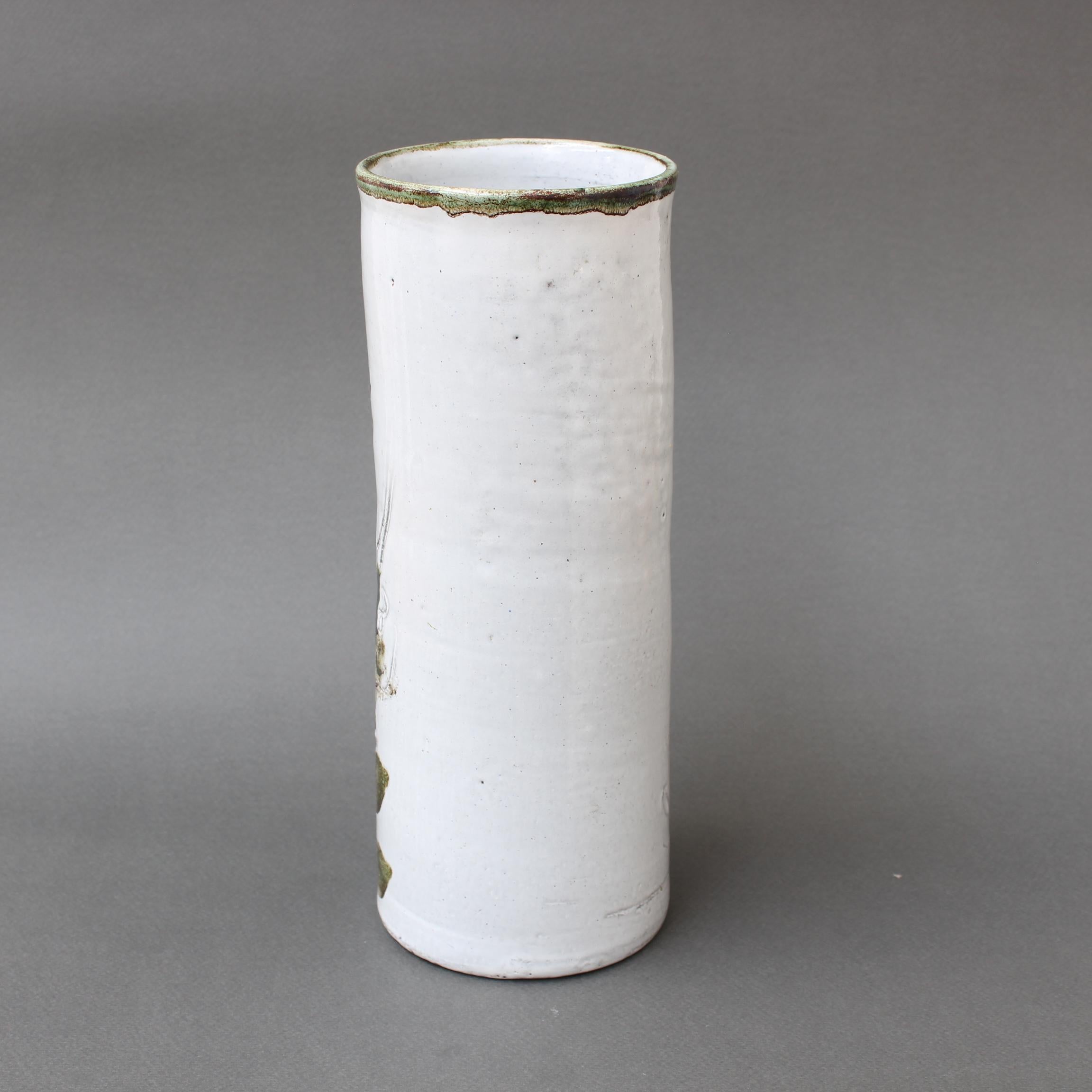 Hand-Painted Mid-Century French Decorative Vase by Albert Thiry (circa 1960s) For Sale