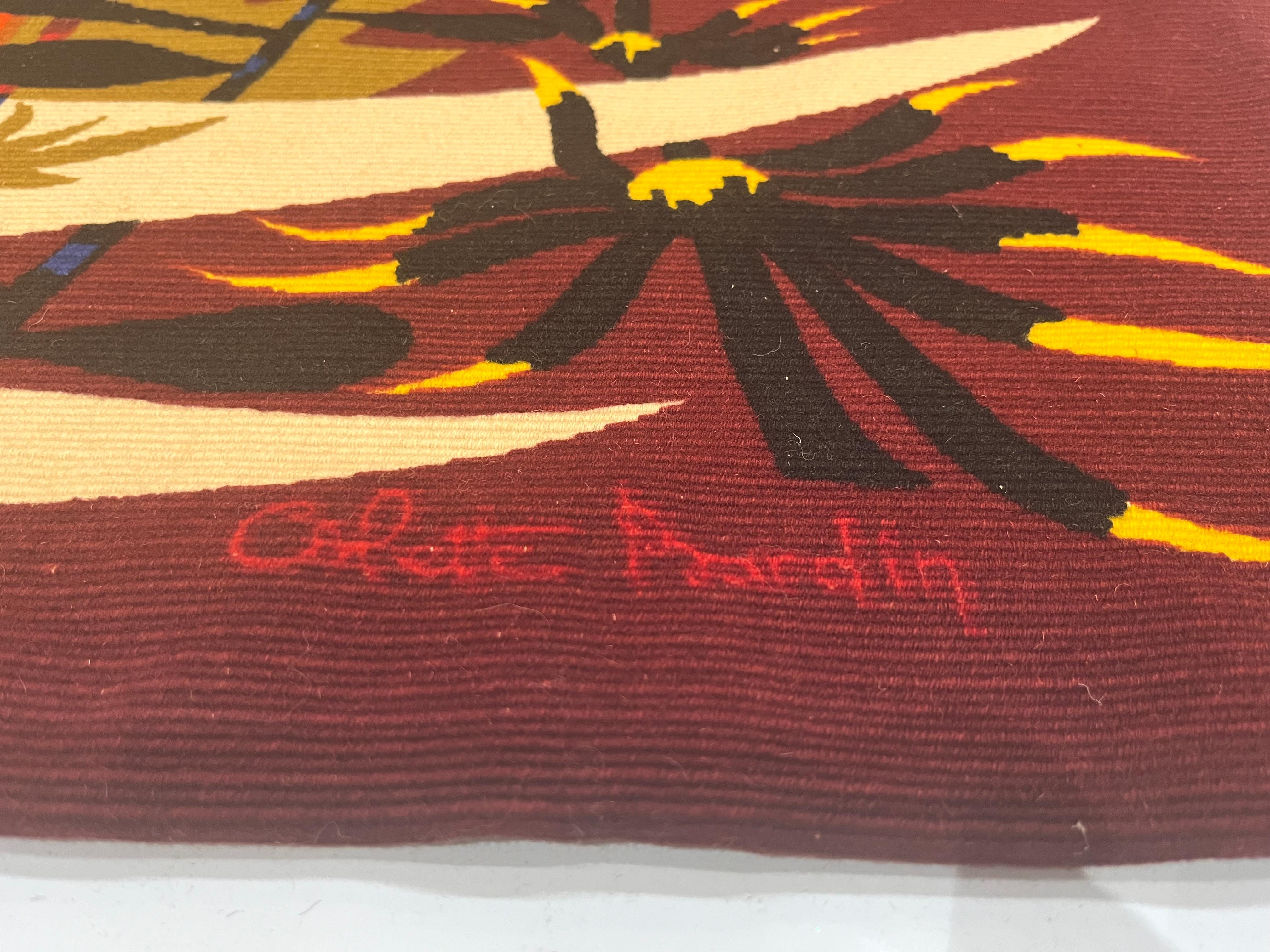 Wool Mid Century French Designer Tapestry Signed Colette Bardin 3’7