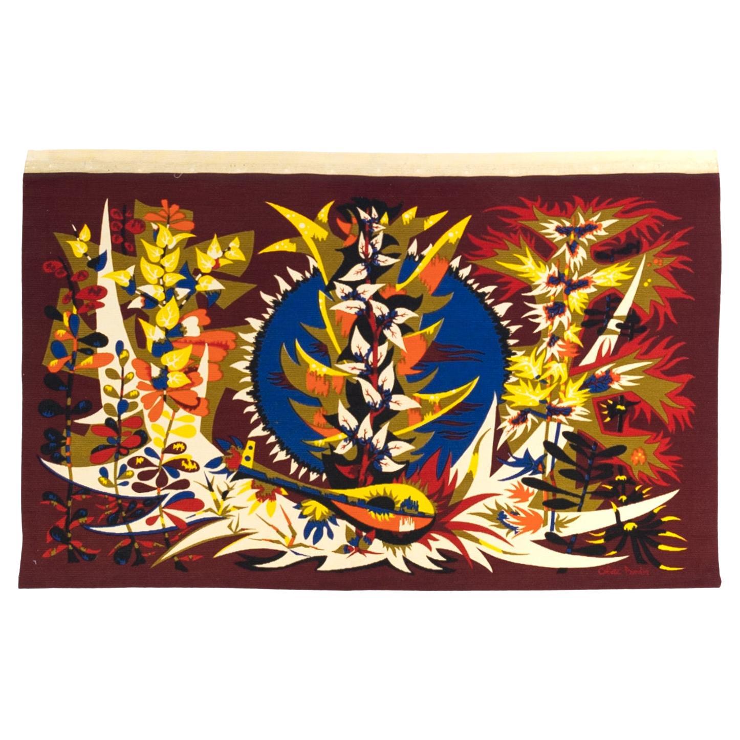 Tapiz de diseño francés de mediados de siglo firmado por Colette Bardin 3'7" x 6'0".