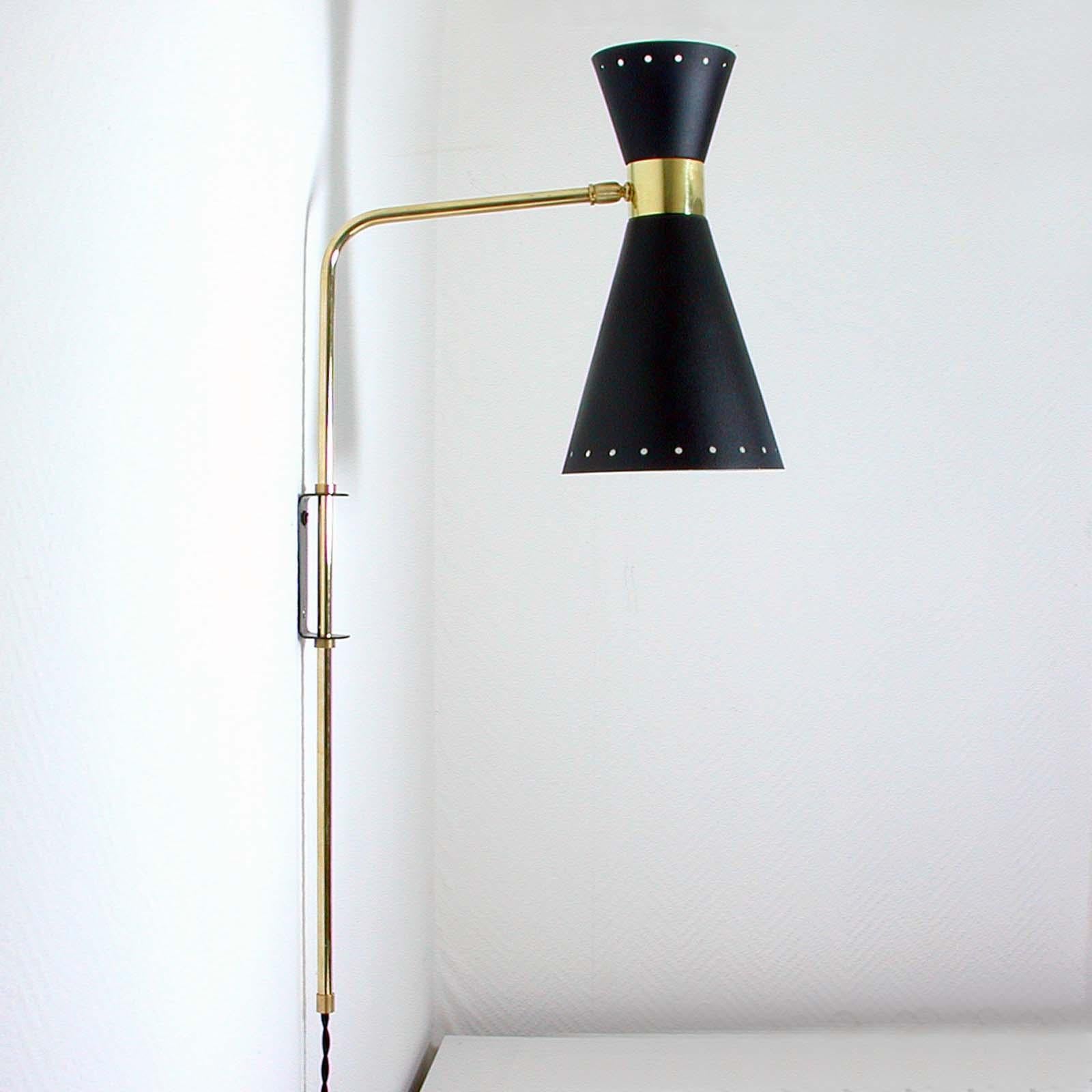 Brass Midcentury French Diabolo Articulating Wall Lamp Sconce, 1950s For Sale