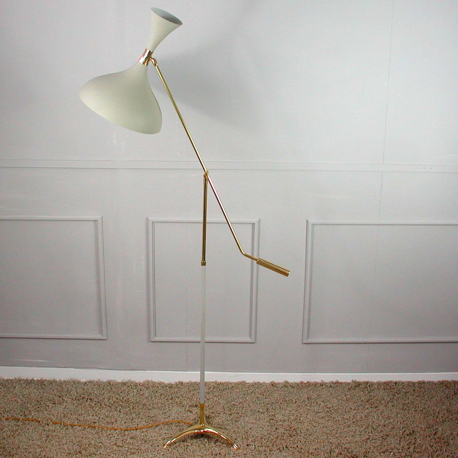 Mid-20th Century Midcentury French Diabolo Tripod Counterweight Floor Lamp, 1950s