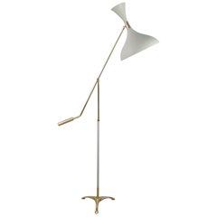 Vintage Midcentury French Diabolo Tripod Counterweight Floor Lamp, 1950s