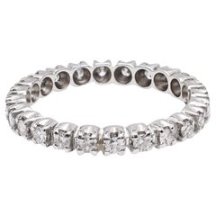 Mid Century French Diamond 18k White Gold Eternity Band